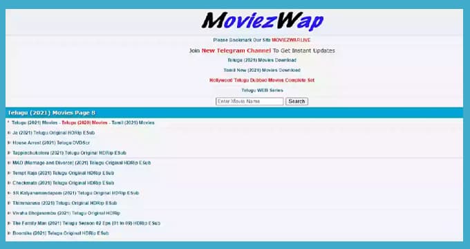 Moviezwap website Homepage