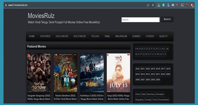 movierulz 2022 website Homepage 